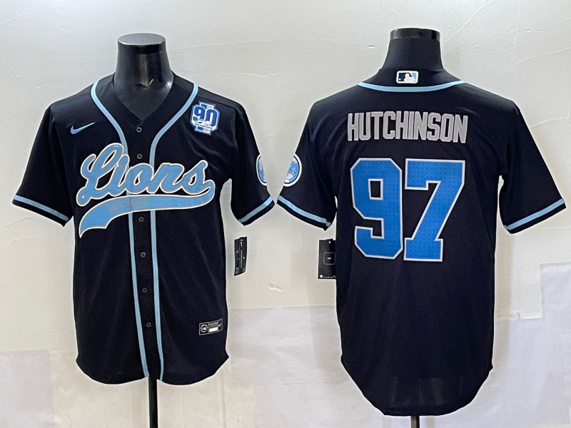 Men 2025 Detroit Lions #97 Hutchinson Black joint name 2025 Nike Limited NFL Jersey style 002->detroit lions->NFL Jersey